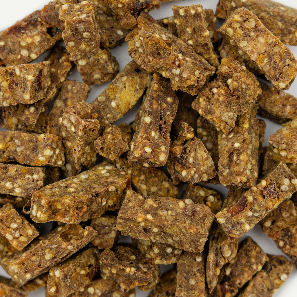 BARRITAS DE POLLO CON PERA, PIÑA, ALBARICOQUE Y PAPAYA